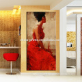 Femmes élégantes Peinture Art / Robe rouge Femmes Décoration murale / Vente en gros Peintures de salon